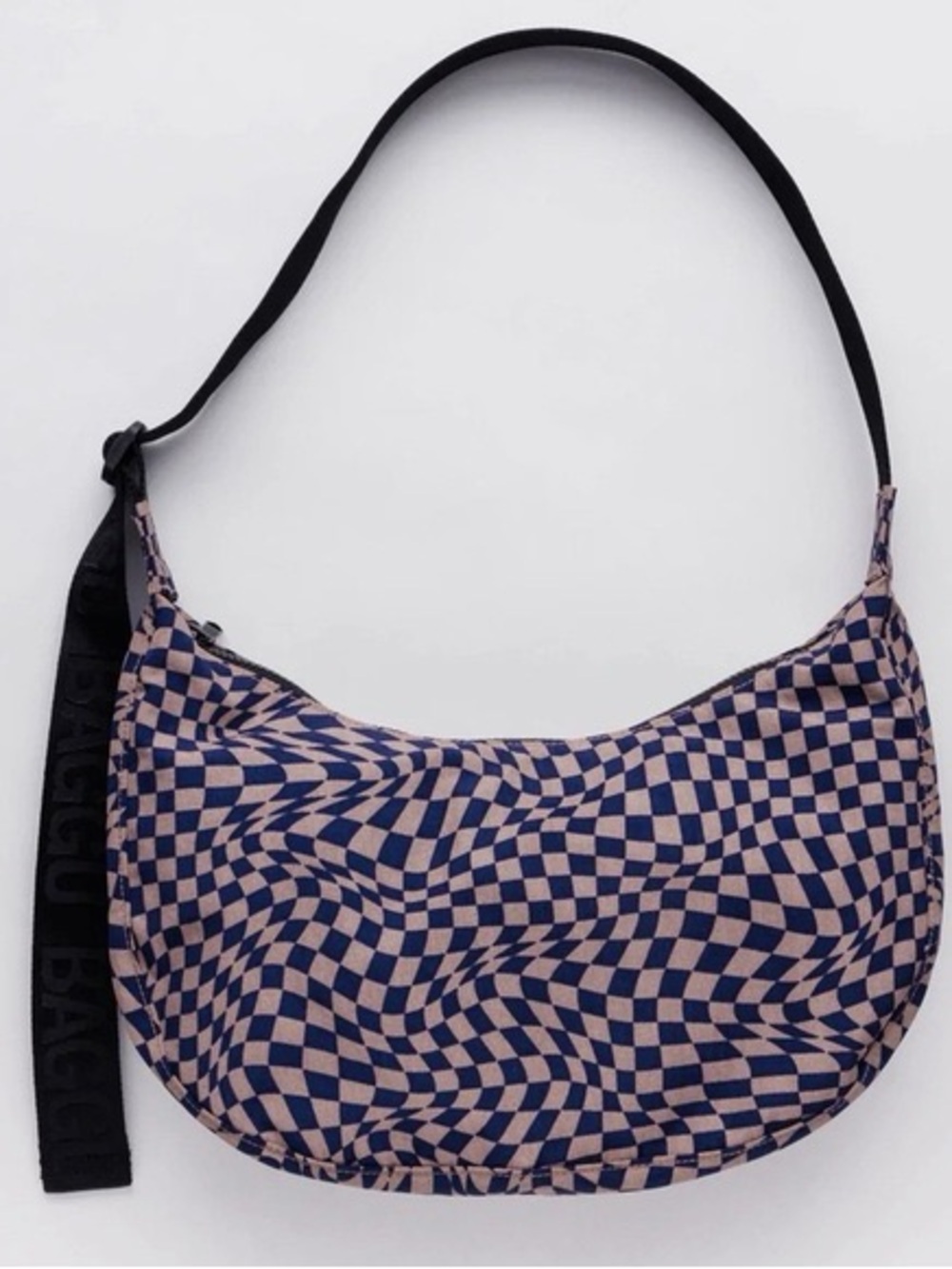 BAGGU First Gen Crescent Bag Navy Checkered Discontinued